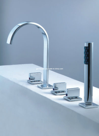 Brass Dual Handle 5-Hole Deck-Mounted Bath Faucet in Chrome (50217)