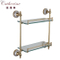 Fancy Double-Deck Stainless Steel Glass Shelf in Gold Color (2314)