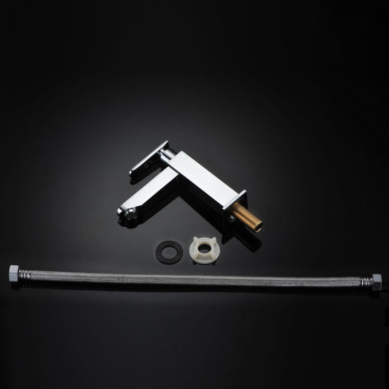 Square Brass Single Lever Lavatory Cold Basin Tap in Chrome