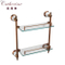 Classic Double-Deck Stainless Steel Glass Shelf in Rose Gold (3214)