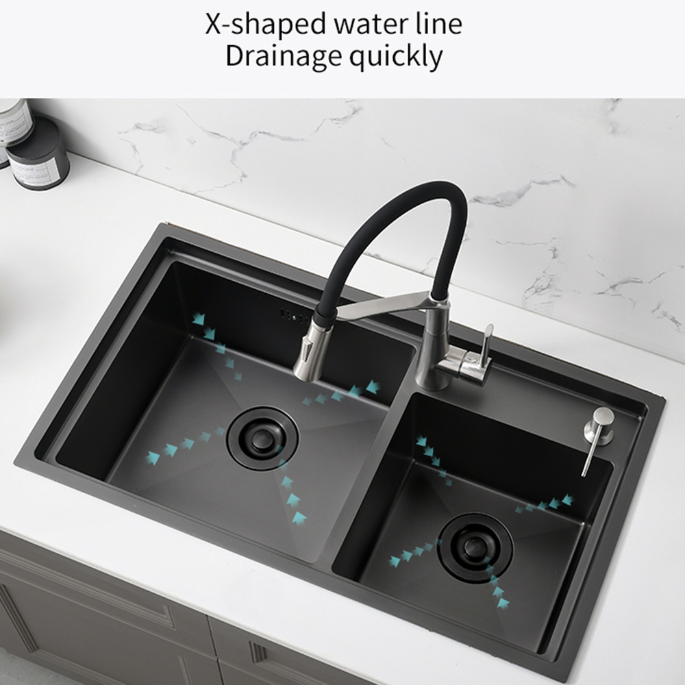 Nano Pvd Handmade Stainless Steel Kitchen Sink In Black Color - Buy 