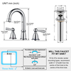 8 'Classic Bathroom Faucet 304 Stainless Steel Coated Double Handle Hot and Cold Water Switch Faucet