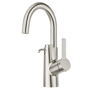 Stainless steel kitchen sink faucet with soap dispenser