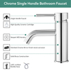 Single hole 304 stainless steel basin bathroom faucet