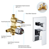 Pressure balance valve concealed shower set with lifting rod